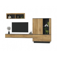 Набор мебели для гостиной Quartz-12 Ш2904 В2000 Г396 (Дуб Нокс/ Черный)