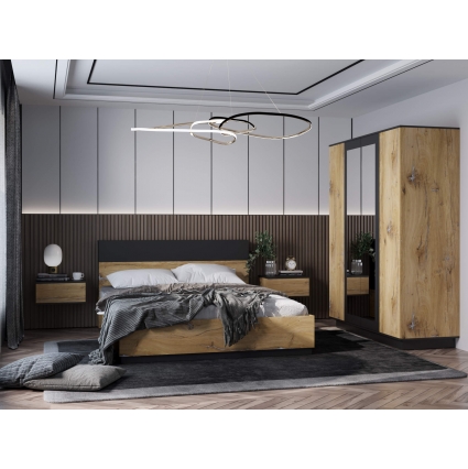 Набор мебели для спальни Quartz-13 Ш4266 В2000 Г2216 (Дуб Нокс/ Черный)