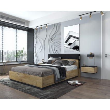 Набор мебели для спальни Quartz-16 Ш2666 В943 Г2216 (Дуб Нокс/ Черный)