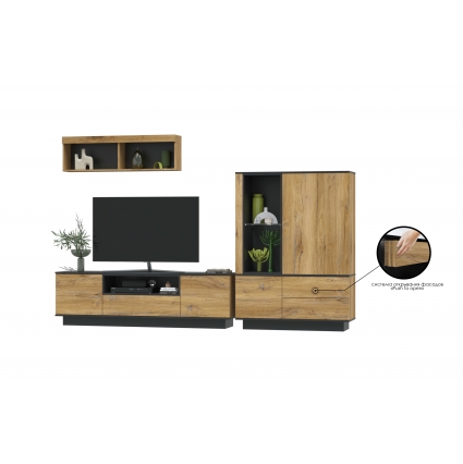 Набор мебели для гостиной Quartz-6 Ш2900 В1870 Г396 (Дуб Нокс/ Черный)