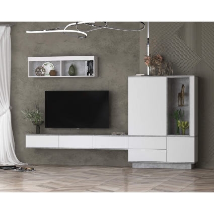 Набор мебели для гостиной Quartz-12 Ш2904 В2000 Г396 (Белый Платинум/ Бетон)