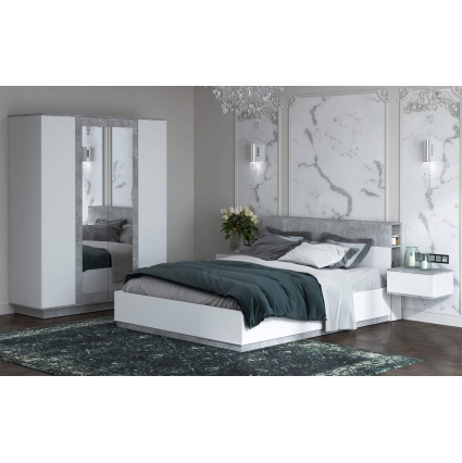 Набор мебели для спальни Quartz-13 Ш4266 В2000 Г2216 (Белый Платинум/ Бетон)