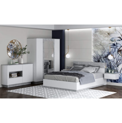Набор мебели для спальни Quartz-14 Ш5666 В2000 Г2216 (Белый Платинум/ Бетон)