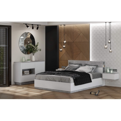 Набор мебели для спальни Quartz-15 Ш4066 В943 Г2216 (Белый Платинум/ Бетон)