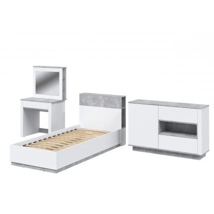 Набор мебели для спальни Quartz-18 Ш3166 В1446 Г2216 (Белый Платинум/ Бетон)