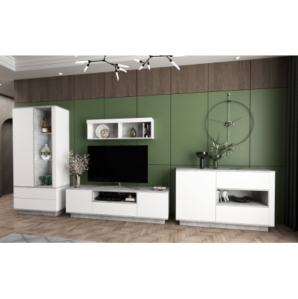 Набор мебели для гостиной Quartz-2 Ш4100 В2000 Г396 (Белый Платинум/ Бетон)