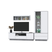 Набор мебели для гостиной Quartz-4 Ш2700 В2000 Г396 (Белый Платинум/ Бетон)