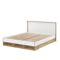 Кровать двуспальная с ящиками SC-K160 (Белый Платинум/ Дуб Золотой) Ш1702 В967 Г2056