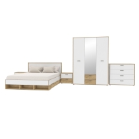 Комплект мебели для спальни Scandi-3 (Белый Платинум/ Дуб Золотой)