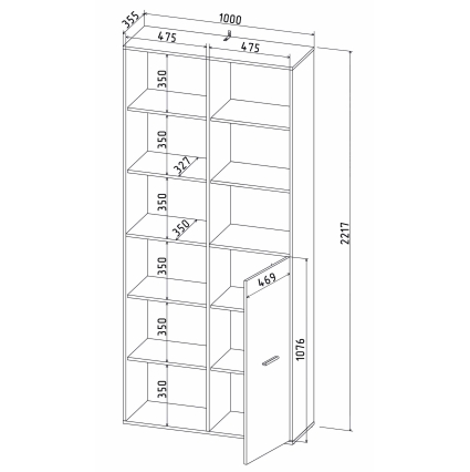 Шкаф Skill-20-1 (Антрацит) Ш1000 В2217 Г355