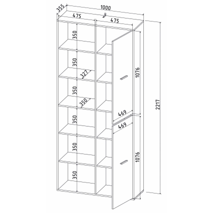 Шкаф Skill-20-2 (Антрацит) Ш1000 В2217 Г355