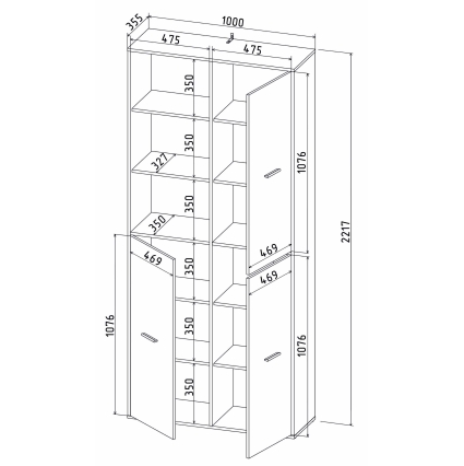 Шкаф Skill-20-3 (Антрацит) Ш1000 В2217 Г355