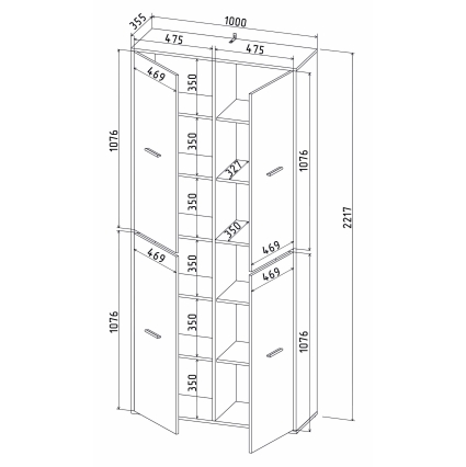 Шкаф Skill-20-4 (Антрацит) Ш1000 В2217 Г355