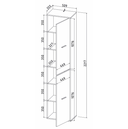 Шкаф Skill-21-2 (Антрацит) Ш509 В2217 Г355