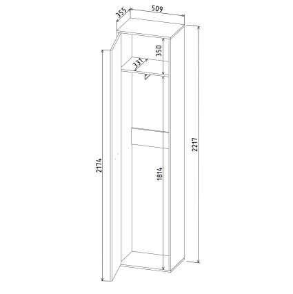 Шкаф Skill-23-1 (Антрацит) Ш509 В2217 Г355