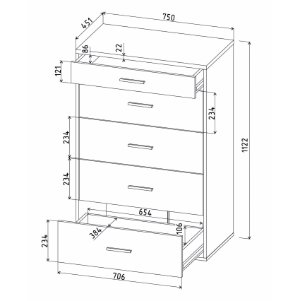 Комод Skill-57 (Антрацит) Ш750 В1122 Г451