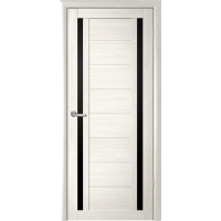 Дверь межкомнатная Рига (Белый Кипарис/ Черное стекло) 