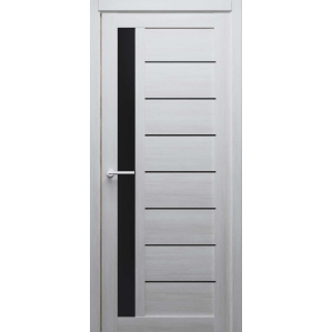 Дверь межкомнатная Севилья (Белый Кипарис/ Черное стекло) 