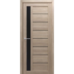 Дверь межкомнатная Севилья (Лиственница Мокко/ Черное стекло) 