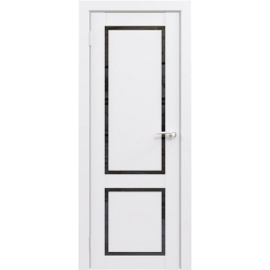 Дверь межкомнатная Flash Classic Eco 02 Парящая филенка (Белый, Черное стекло)