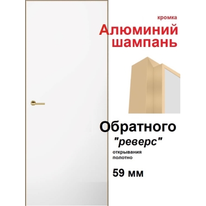Дверь-невидимка INVISIBLE-REVERSE/ Открывание внутрь (под покраску, кромка Алюминий Шампань)
