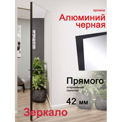 Дверь-невидимка Зеркало INVISIBLE (под покраску, кромка Алюминий Черная)