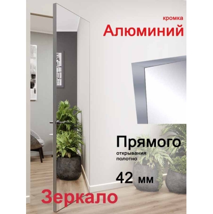 Дверь-невидимка Зеркало INVISIBLE (под покраску, кромка Алюминий)