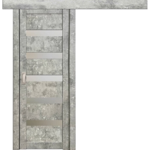 Дверь межкомнатная раздвижная Амати 03 (Бетон светлый/ Матовое стекло)