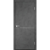 Дверь межкомнатная NEXT-Z (TECHNO Н1)/ Муар темно-серый с установленным замком (ALUM кромка с 2-х сторон, Хром)