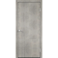 Дверь межкомнатная NEXT-Z (TECHNO М2)/ Муар светло-серый с установленным замком (ALUM кромка с 2-х сторон, Хром)