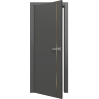 Дверь межкомнатная PRIME Line 1 ПЭТ G (Graphite Silk/ Золотой молдинг) кромка ABS Черная Дверь межкомнатная PRIME Line 1 ПЭТ G (Graphite Silk/ Золотой молдинг) кромка ABS Черная