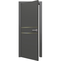 Дверь межкомнатная PRIME Line 2 ПЭТ G (Graphite Silk/ Золотой молдинг) кромка ABS Дверь межкомнатная PRIME Line 2 ПЭТ G (Graphite Silk/ Золотой молдинг) кромка ABS