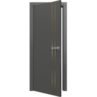 Дверь межкомнатная PRIME Line 4 ПЭТ G (Graphite Silk/ Золотой молдинг) кромка ABS Дверь межкомнатная PRIME Line 4 ПЭТ G (Graphite Silk/ Золотой молдинг) кромка ABS