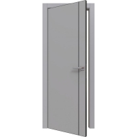 Дверь межкомнатная PRIME Line 1 ПЭТ (Grey Silk/ Черный молдинг) кромка ABS