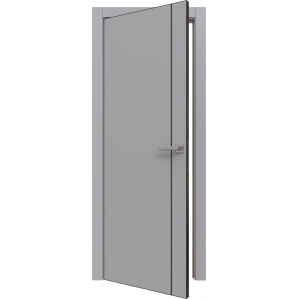 Дверь межкомнатная PRIME Line 1 ПЭТ (Grey Silk/ Черный молдинг) кромка ABS
