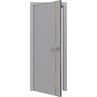 Дверь межкомнатная PRIME Line 1 ПЭТ (Grey Silk/ Золотой молдинг) кромка ABS