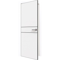 Дверь межкомнатная PRIME Line 2 ПЭТ (White Silk/ Черный молдинг) кромка ABS