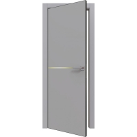Дверь межкомнатная PRIME Line 3 ПЭТ (Grey Silk/ Золотой молдинг) кромка ABS