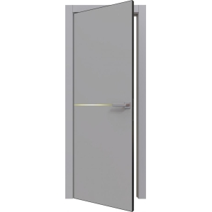 Дверь межкомнатная PRIME Line 3 ПЭТ (Grey Silk/ Золотой молдинг) кромка ABS
