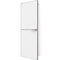 Дверь межкомнатная PRIME Line 3 ПЭТ (White Silk/ Черный молдинг) кромка ABS