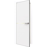 Дверь межкомнатная PRIME Line 3 ПЭТ (White Silk/ Золотой молдинг) кромка ABS