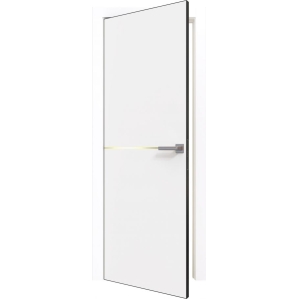 Дверь межкомнатная PRIME Line 3 ПЭТ (White Silk/ Золотой молдинг) кромка ABS