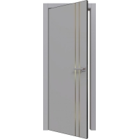 Дверь межкомнатная PRIME Line 4 ПЭТ (Grey Silk/ Золотой молдинг) кромка ABS