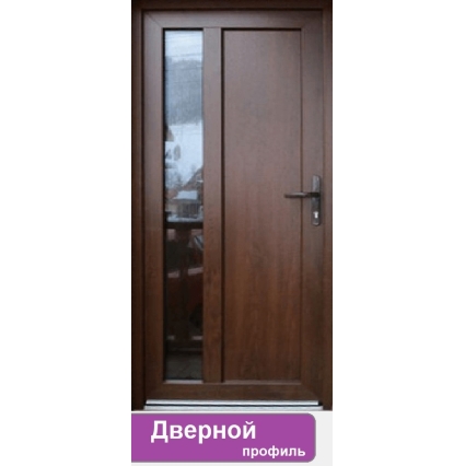 Дверь входная ПВХ наружная "М6" (Темный тик/ Белая)