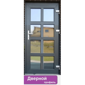 Дверь входная ПВХ наружная "М8" (Антрацит/ Белая)