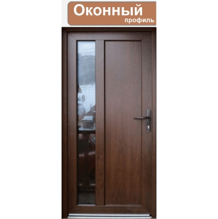 Дверь ПВХ внутренняя "М6" (Темный тик/ Белая)