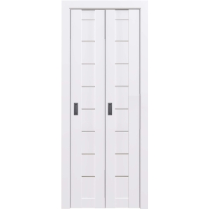 Дверь межкомнатная складная-книга Амати 01 (Белая Шагрень/ Матовое стекло) 40+40..