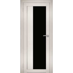 Дверь межкомнатная "Амати 09" Эшвайт (Черное стекло)