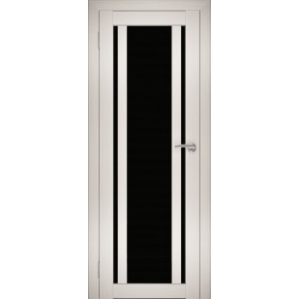 Дверь межкомнатная "Амати 11" Эшвайт (Черное стекло)