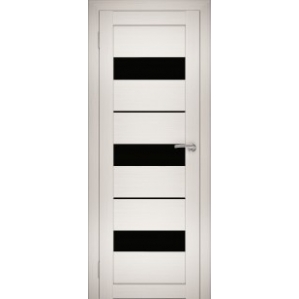 Дверь межкомнатная "Амати 12" Эшвайт (Черное стекло)